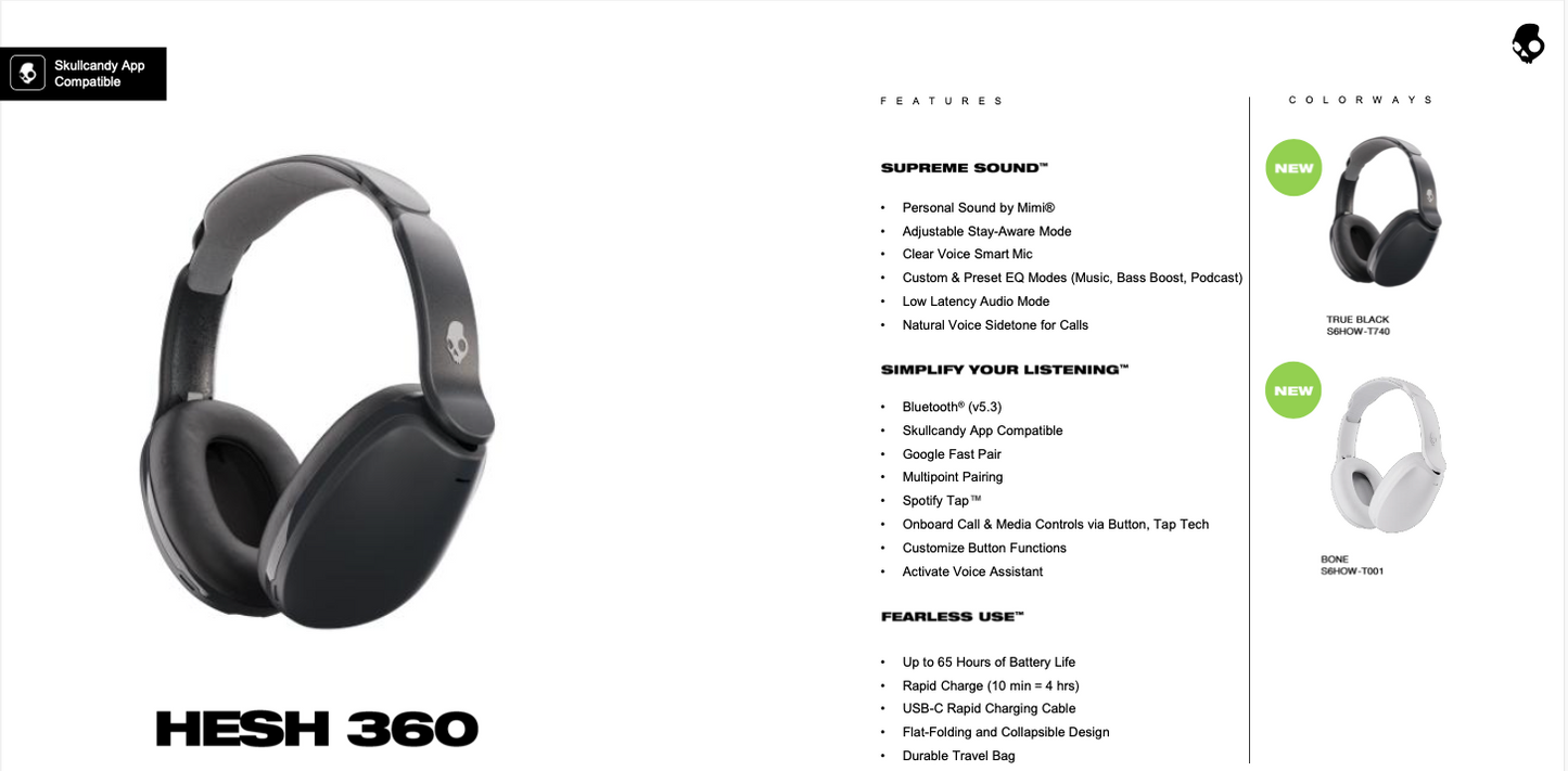 SkullCandy Hesh 360 Wireless - S6HOW-T740 (True Black)