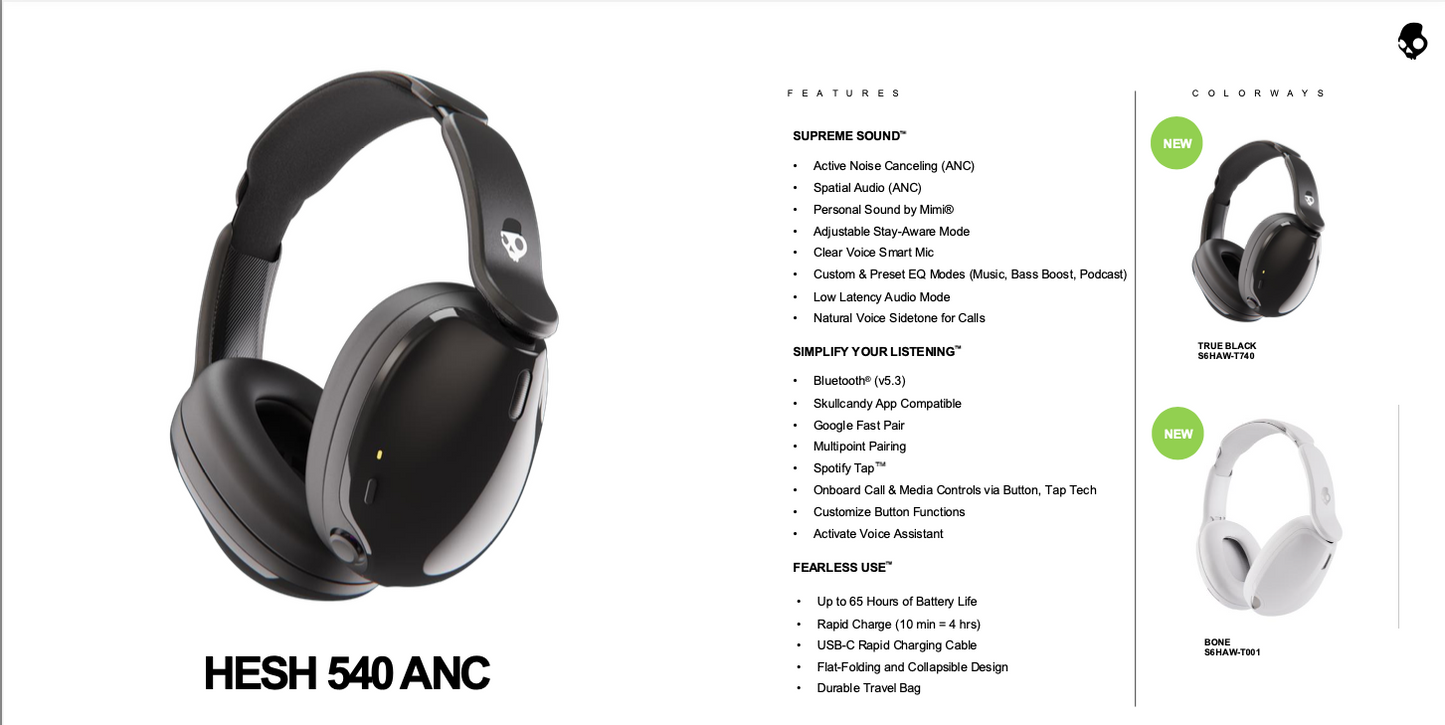 SkullCandy Hesh 540 ANC - S6HAW-T001 (Bone)