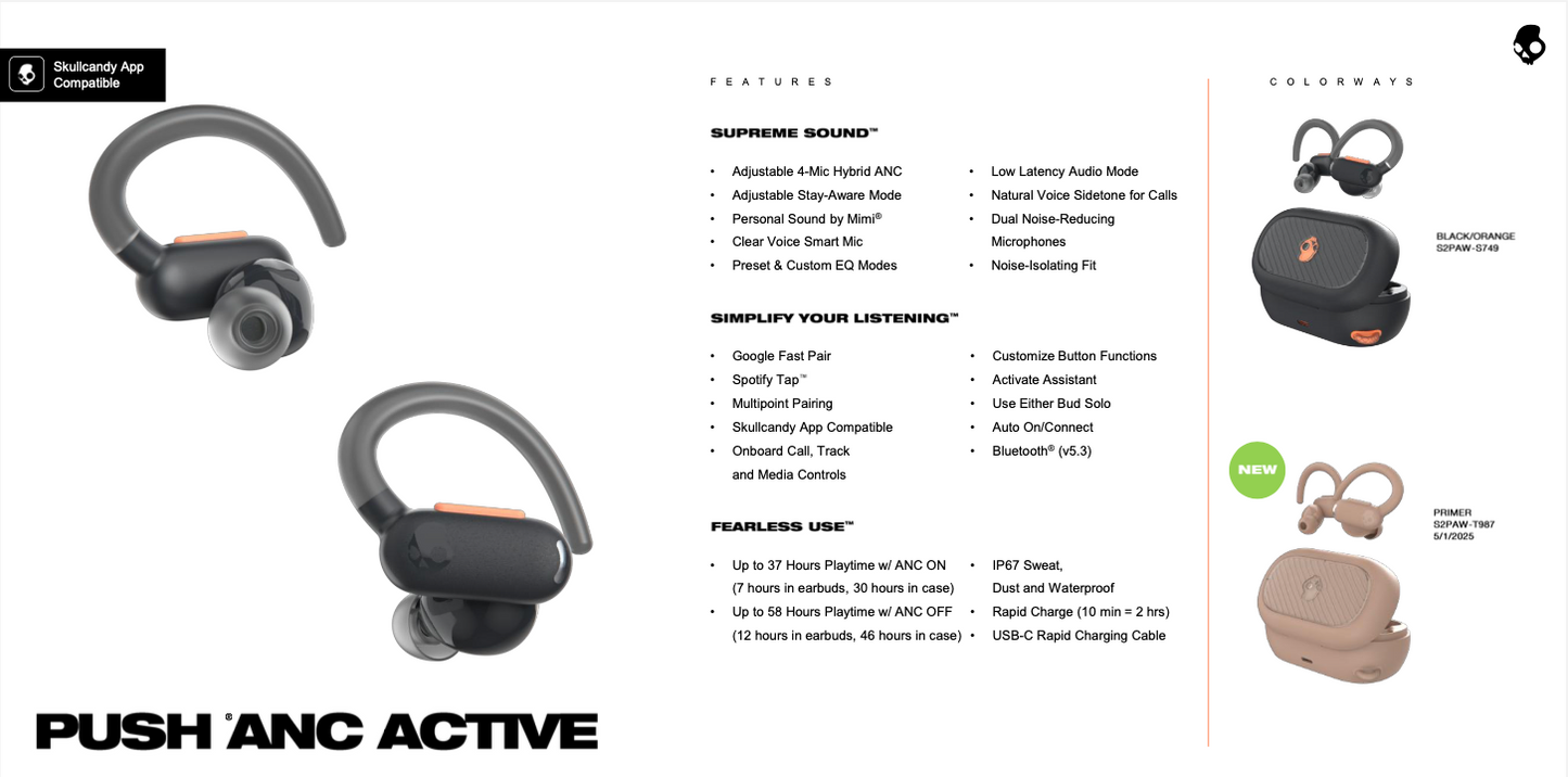 SkullCandy Push ANC - S2PAW-S749 (Black)