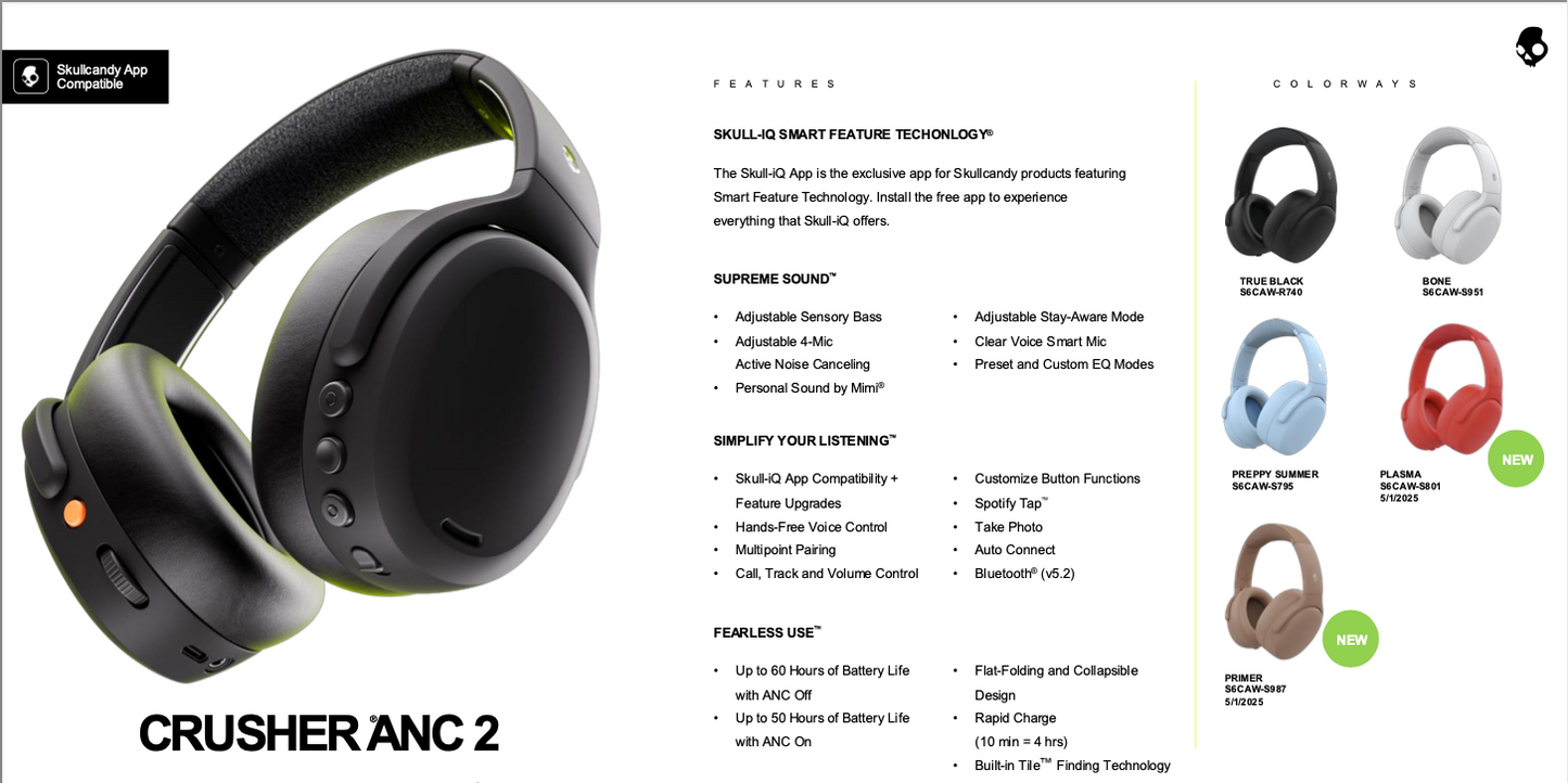 SkullCandy Crusher ANC 2 - S6CAW-S987 (Primer)