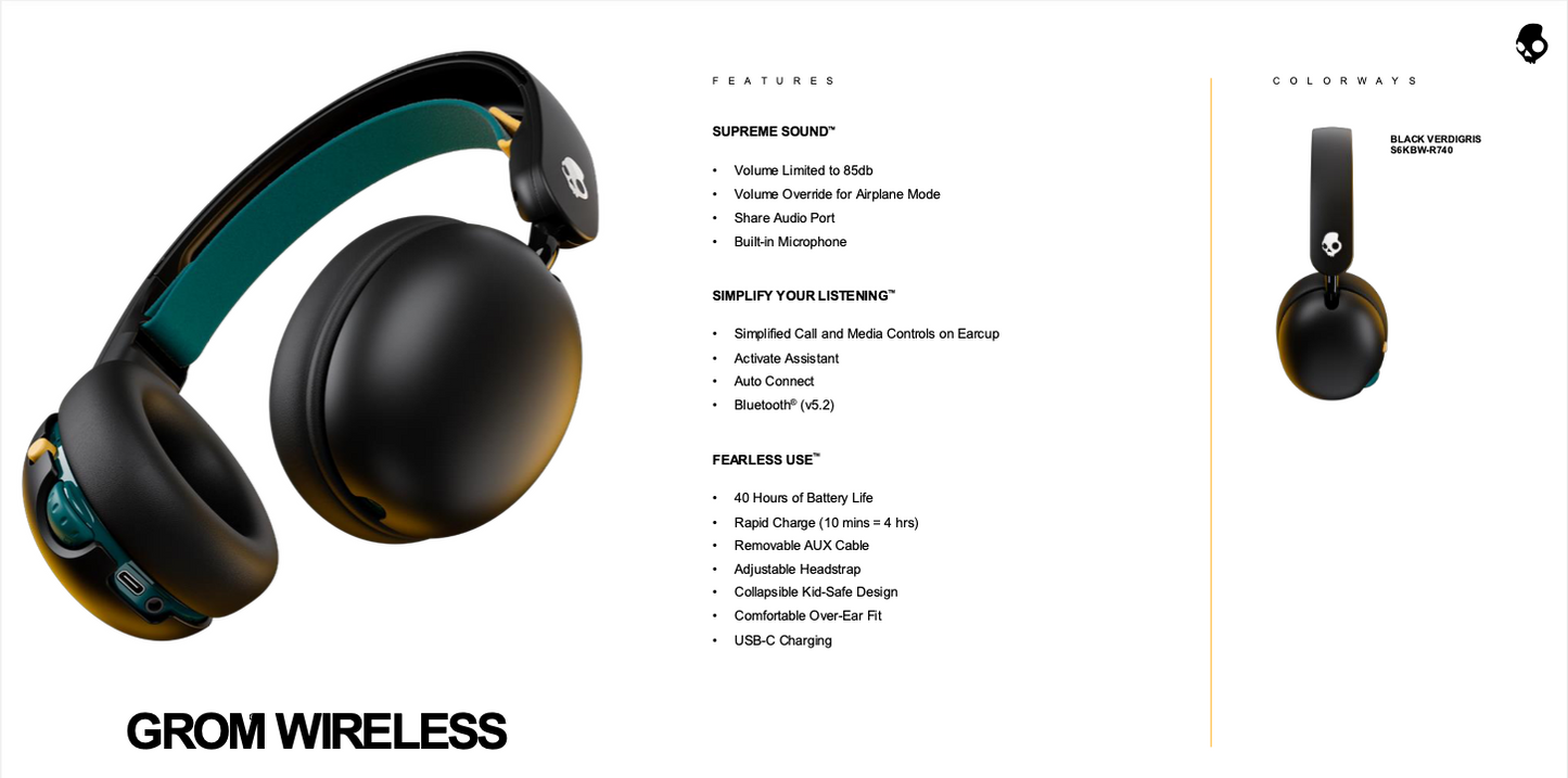 SkullCandy Grom Wireless - S6KBW-R740 (Black)