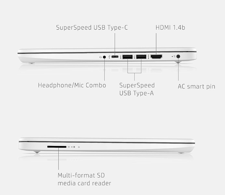 HP 14 Laptop, Intel Celeron N4020, 4 GB RAM, 64 GB Storage, 14-inch Micro-edge HD Display, Windows 11 Home, Thin & Portable, 4K Graphics, White