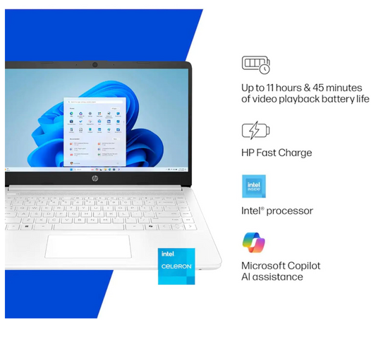 HP Home and Student Essential Laptop with Microsoft 365-1.1TB Storage - 8GB RAM - Intel Inside | Anti-Glare Display, 64GB SSD and 1TB Cloud Storage, Fast Charge and 12hrs Battery, no Mouse