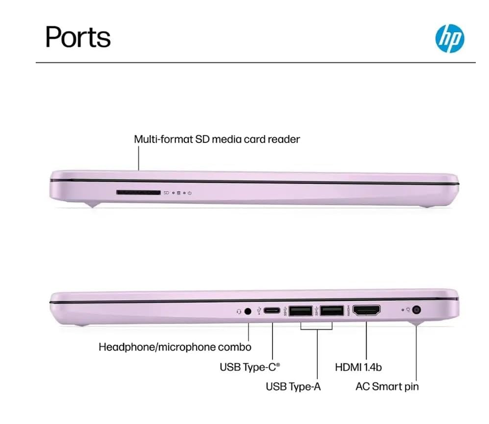 HP Stream 14 Student Business Laptop, Microsoft Office 365, Copilot AI, 8GB RAM, 128GB UFS, 1TB Cloud Storage, Intel N150 Processor(Quad-core), Windows 11 Home, Honey Lavender