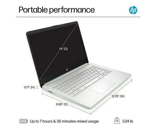 HP Stream 14 Student Business Laptop, Microsoft Office 365, Copilot AI, 8GB RAM, 128GB UFS, 1TB Cloud Storage, Intel N150 Processor(Quad-core), Windows 11 Home, Willow Green