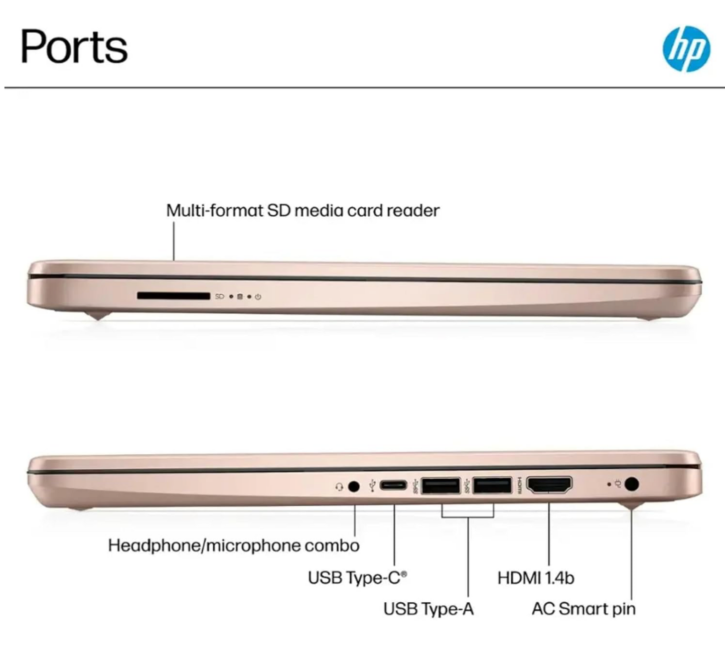 HP Ultrabook Laptop with Microsoft Office 365, Intel 2-Core CPU, 1.1TB Storage (1TB OneDrive and 64GB SSD), 8GB RAM, Windows 11, No Mouse, Rose Gold
