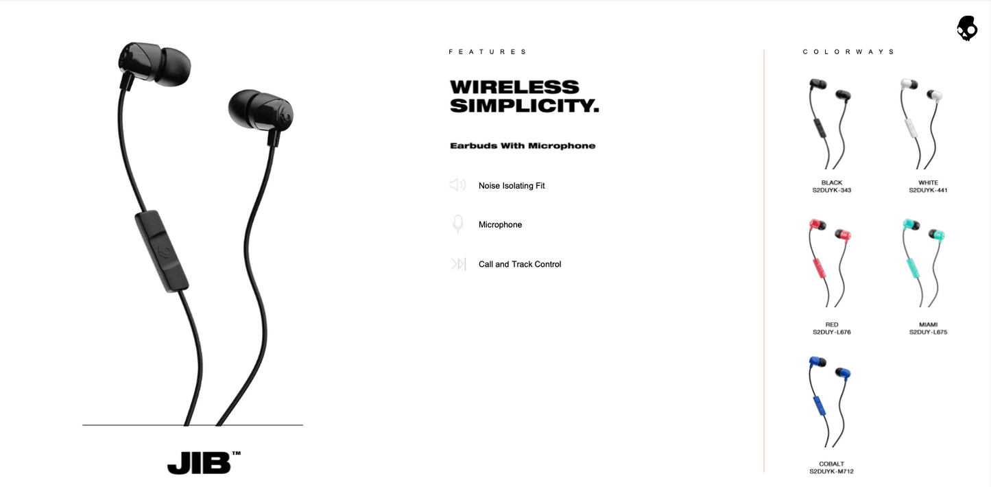 SkullCandy JIB in Ear w/Mic1 - S2DUYK-343 (Black)