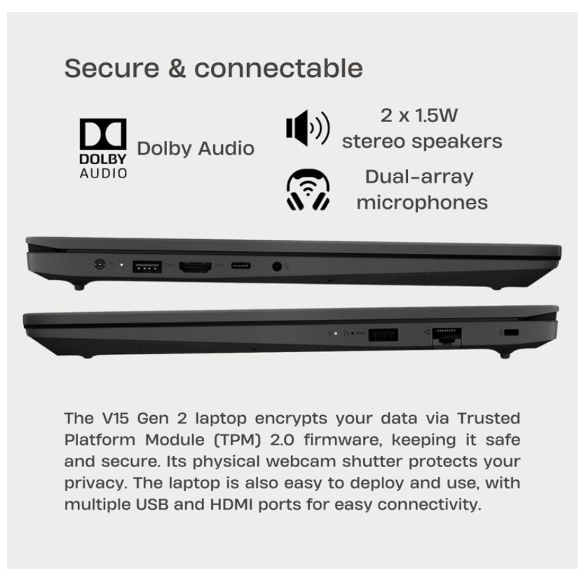 Lenovo 2026 New V15 Laptop for Student & Business | Intel Pentium 4-Core Processor | 15.6 FHD Screen (1920 x 1080) | 12GB RAM | 256GB SSD | Ethernet RJ-45 | Windows 11 with Office 365 for The Web