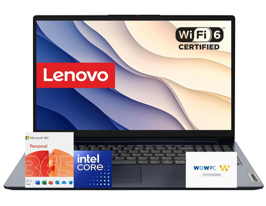 Lenovo Ideapad 15.6" Laptop with Microsoft Office 365 | 8GB RAM | 256GB PCIe SSD | Anti-Glare Display | 1TB Cloud Storage | Wi-Fi 6 | 10HR Battery | Copilot AI | Windows 11