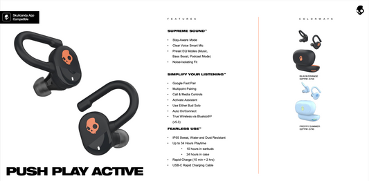 SkullCandy Push Play Active - S2PPW-S795 (Preppy Summer)